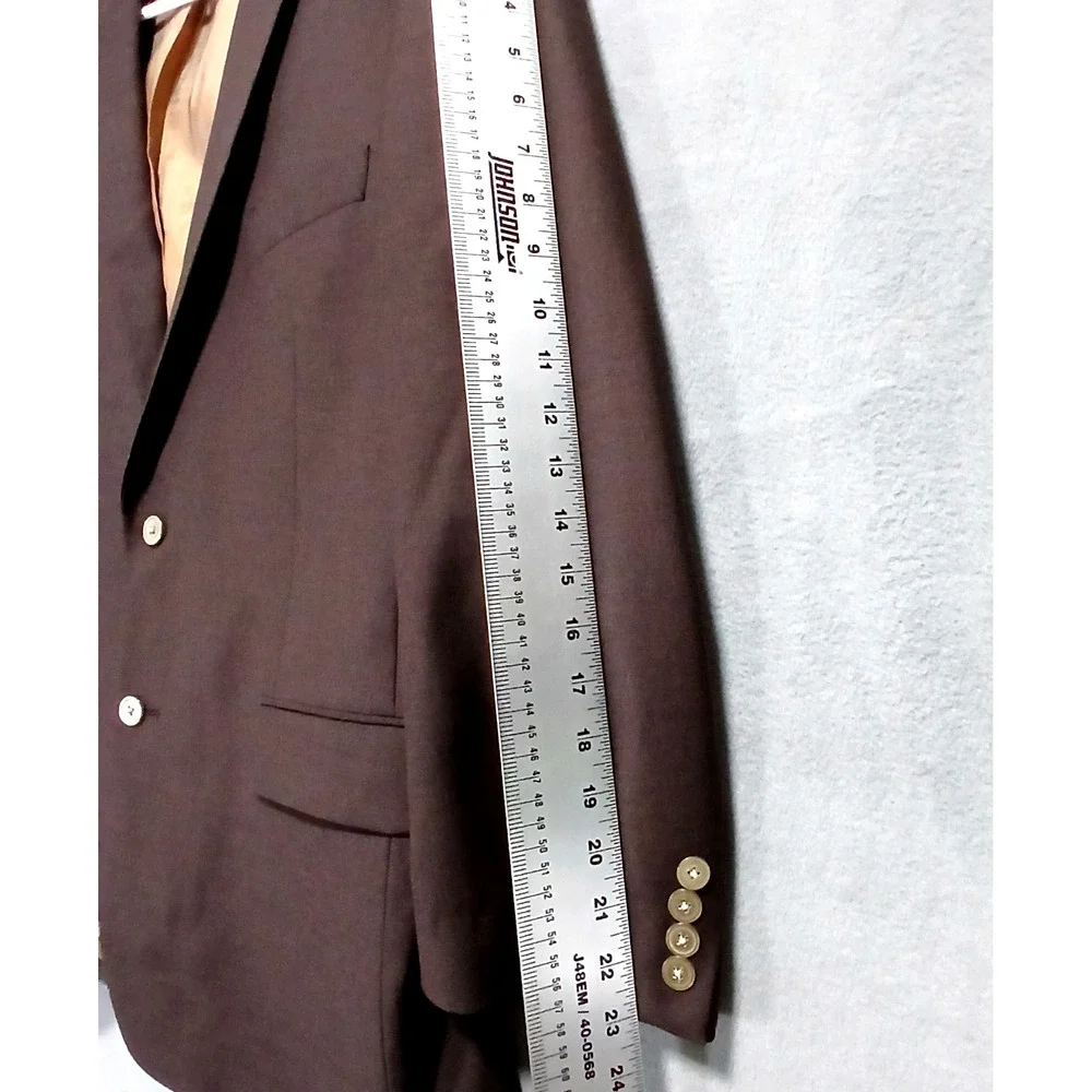 Tiglio Luxe‎ Sport Coat 48 Lana Merinos Extra Fine Super 150s Wool Brown Blazer